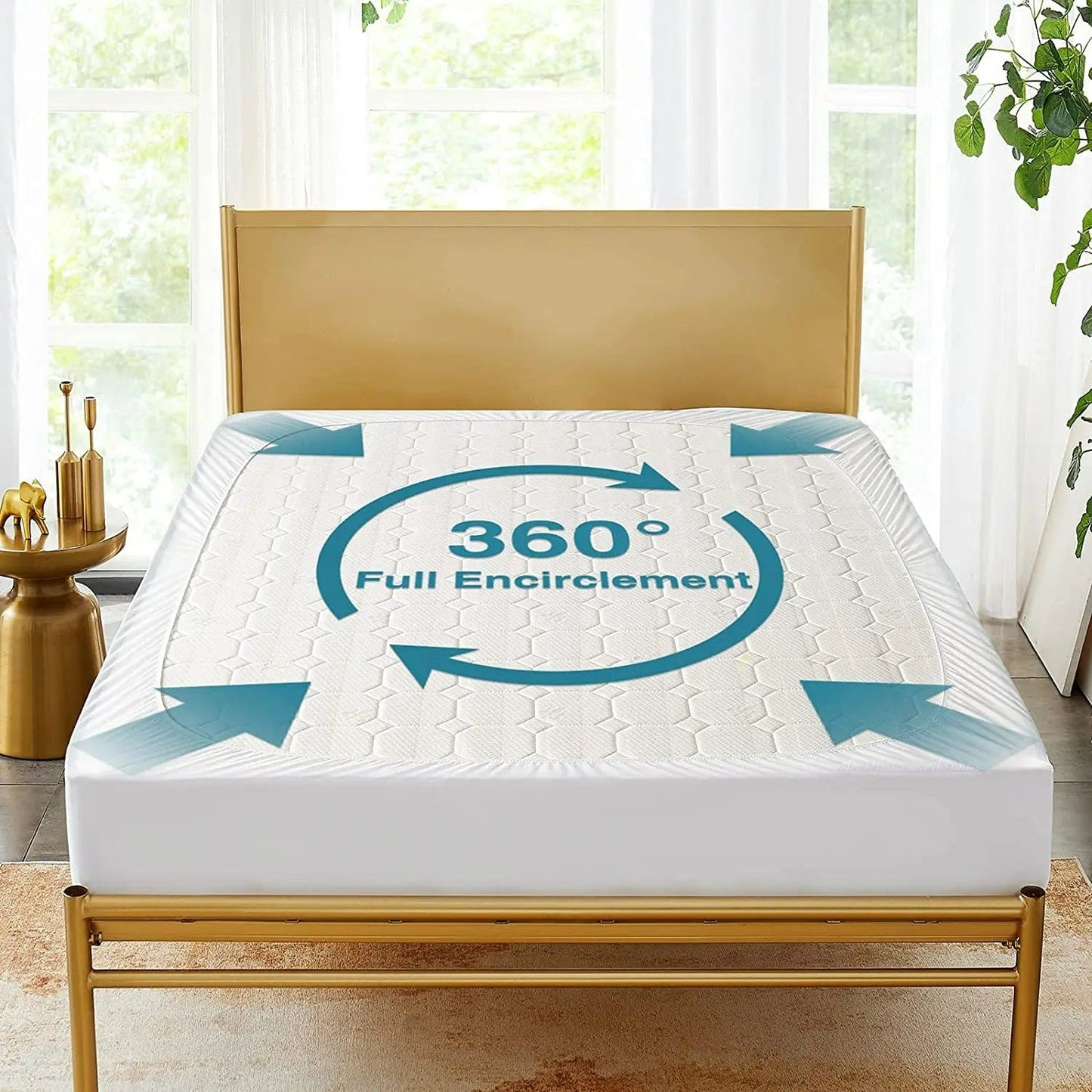 QUILTED WATERPROOF MATTRESS PROTECTOR FITTED STYLE, ELASTIC ALL AROUND {5 PCS PER CASE}